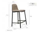 Tabouret haut Moly tessuto avec dossier en 2 couleurs et pieds en métal  - 10