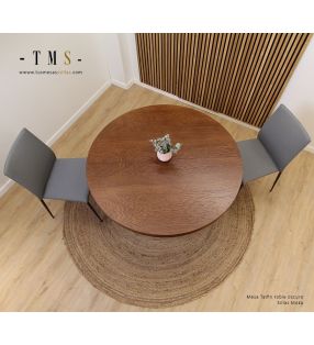 table-à-manger-ronde-couleur-chêne-foncé