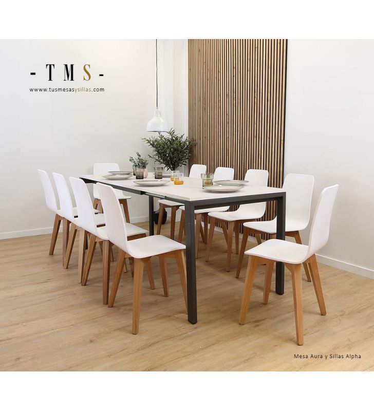 Table-de-cuisine-extensible-avec-pied-en-metal-coulissant-pour-12-personnes