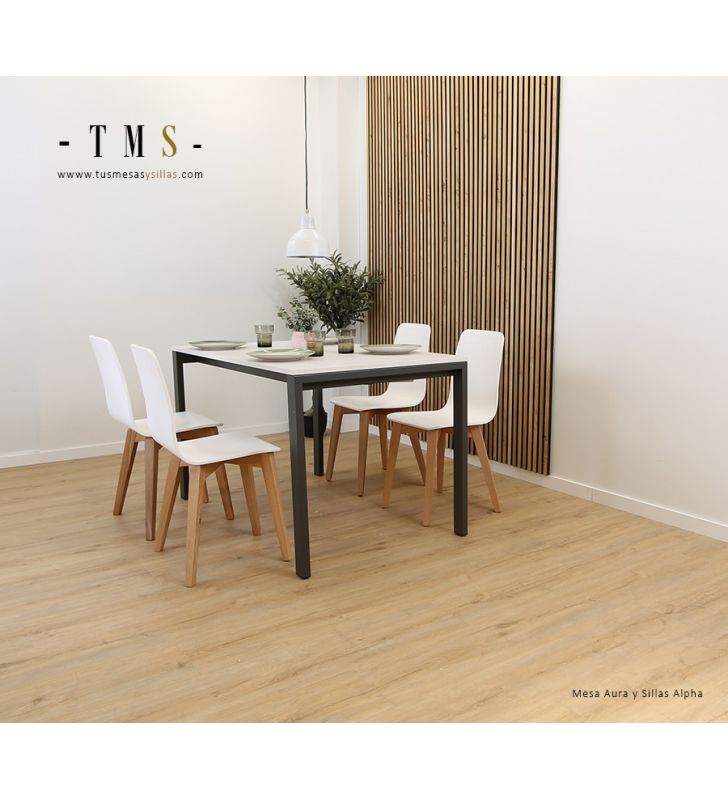 Table-extensible-Aura et pieds-en-métal