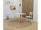 Table ronde en bois massif Alantra avec pied pour cuisine ou salle à manger  - 7