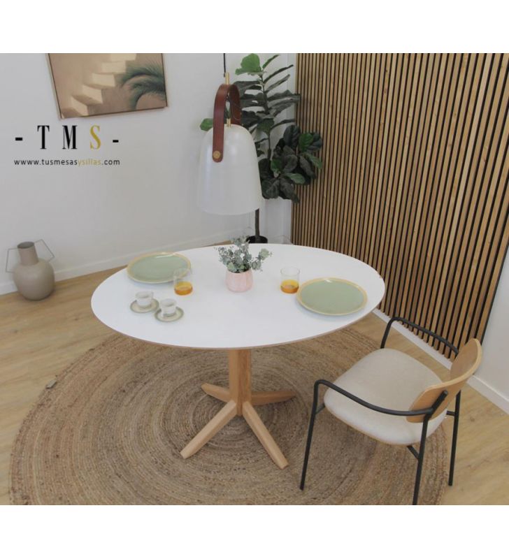 Table ovale pour petits espaces, Alantra et bord en bois  - 3