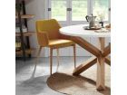 Table ronde Lotus, pieds en chêne, plateau blanc, style nordique en stock. - 7
