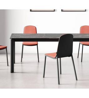 Chaise Moly avec assise en 2 couleurs et pieds en métal au design moderne  - 11