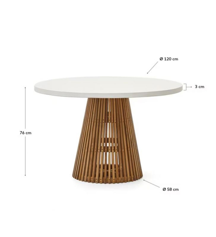 Table de terrasse ronde Alcaufar en 90 et 120 cm avec plateau en ciment  - 10