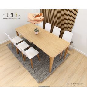 Table extensible jusqu'à 3 m en bois de chêne naturel