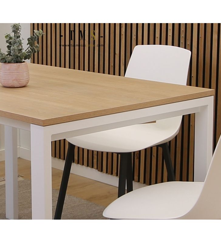 Mesa con pata metálica deslizante y extensible para cocina moderna, Aura  - 14