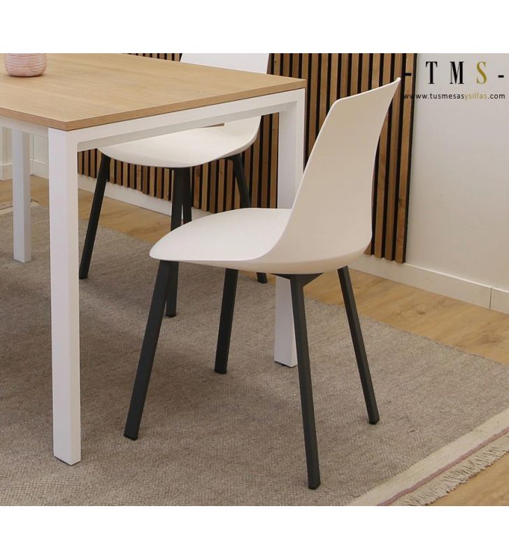 Silla de polipropileno de diseño actual con patas metálicas, Atenas  - 3
