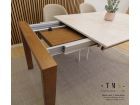 table-extensible-comptoir-Dekton-nilium-pieds en chêne foncé