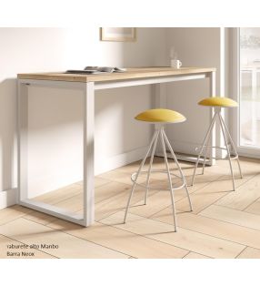 Taburete alto Manbo de Cancio con asiento redondo y patas metalicas  - 1