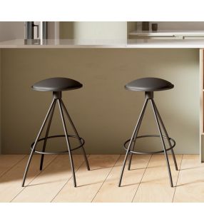 Taburete alto Manbo de Cancio con asiento redondo y patas metalicas  - 2