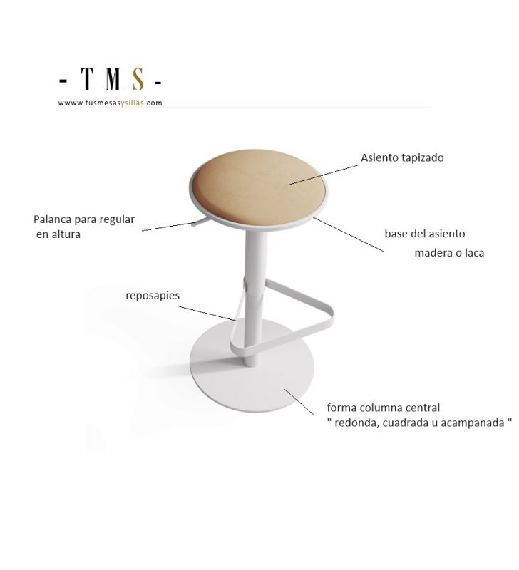 Tabouret haut réglable Disco qui se cache sous le comptoir  - 1