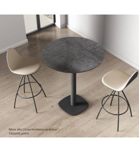 Table haute ronde en céramique