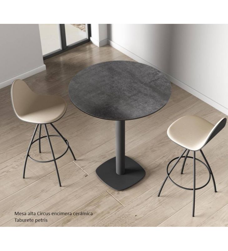 Table haute ronde en céramique
