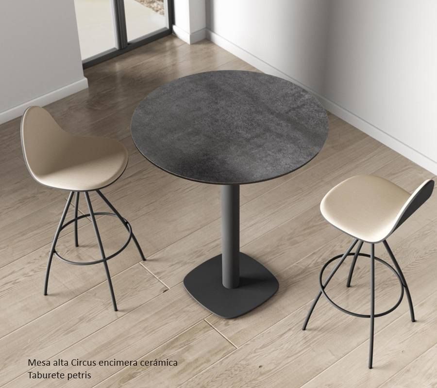 Table haute ronde en céramique