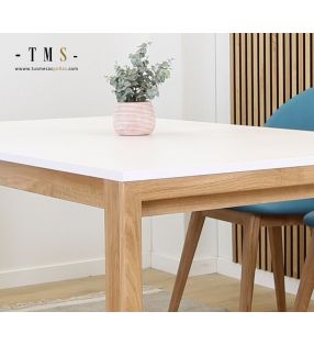 Mesa Lauri fija, encimera en laminado, madera y laca con pata madera maciza  - 19