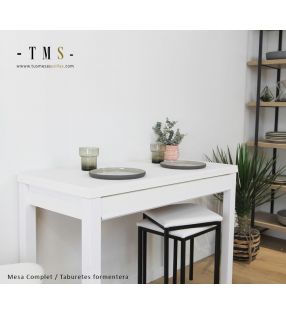 table-de-cuisine-extensible-blanche-avec-tiroir-à-couverts