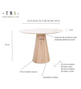 Mesa redonda Baku encimera Cover con pie central redondo - 8