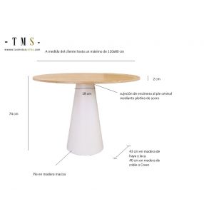 Mesa ovalada de comedor fija en laminado y madera con pie central Baku  - 5