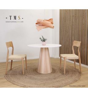 Table-Baku-plateau-laqué-blanc-et-support-en-bois-solide