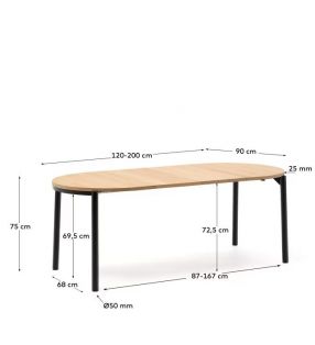 Mesa redonda extensible Montuiri con pata redonda de estilo escandinavo  - 16