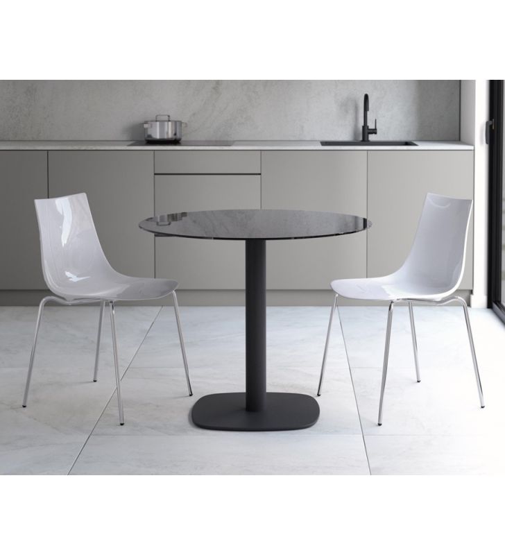 Chaise de cuisine Yanky par cancio design italien et assise transparente, blanc, orange..  - 7