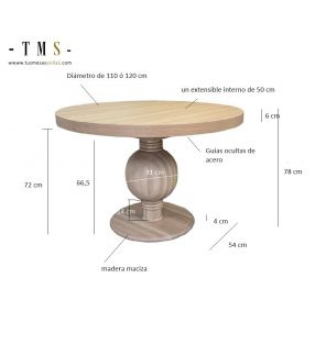 Table ronde extensible de style rustique en bois de Bratislava - 6