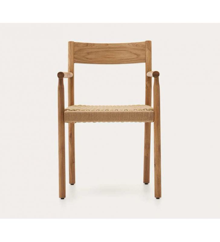Chaise Yalia avec accoudoirs en bois de chêne et assise en corde  - 3
