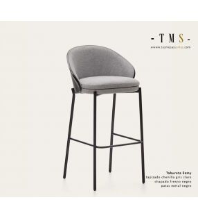 tapissé-chenille-gris-placage-frêne-noir-pied-métal-noir