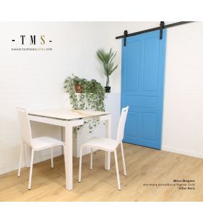 mesa-extensible-encimera-en-porcelánico-Marvel-Gold