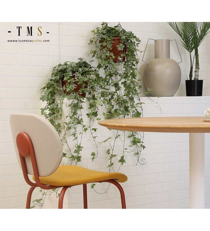Table haute ronde avec plateau en bois massif Ane et pied central  - 1
