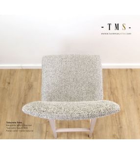 Taburete alto Font tapizado patas en  madera y respaldo de estilo nórdico  - 14