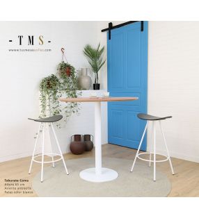 Taburete-altura-65 cm-asiento-color-antracita-y-patas-color-blanco