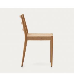 Silla Analy en madera natural de roble y asiento de cuerda - 2