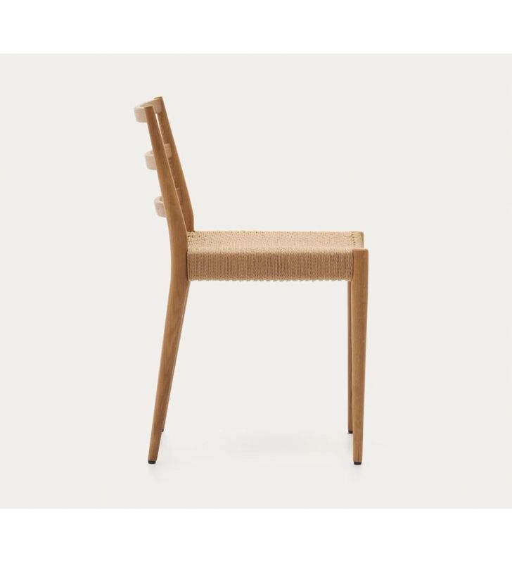 Chaise Analy en bois de chêne naturel et assise en corde.  - 2