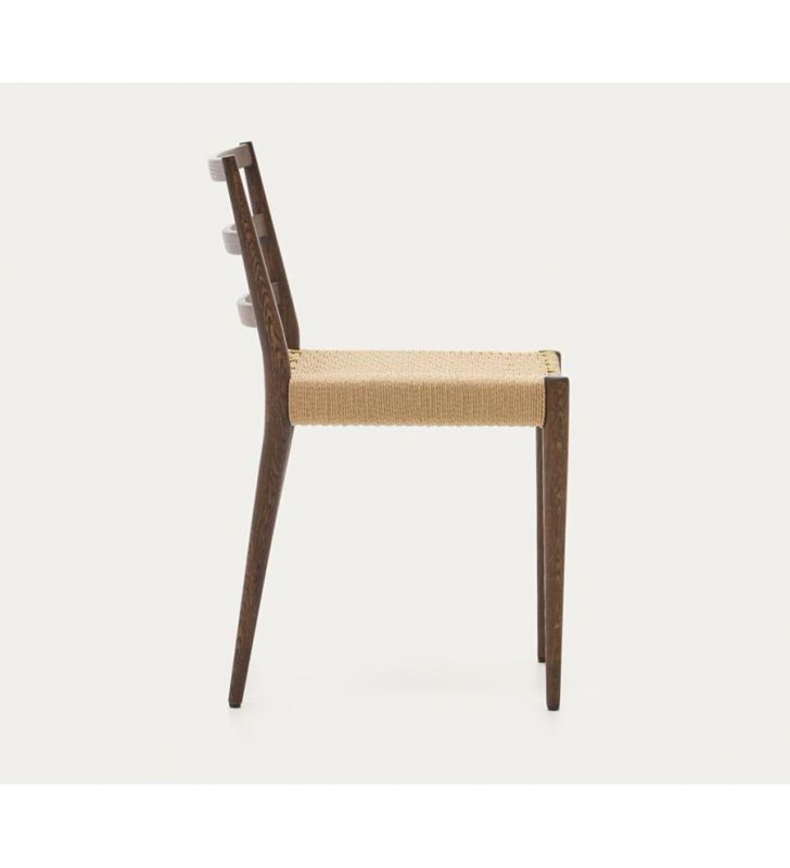 Silla Analy en madera natural de roble y asiento de cuerda  - 3