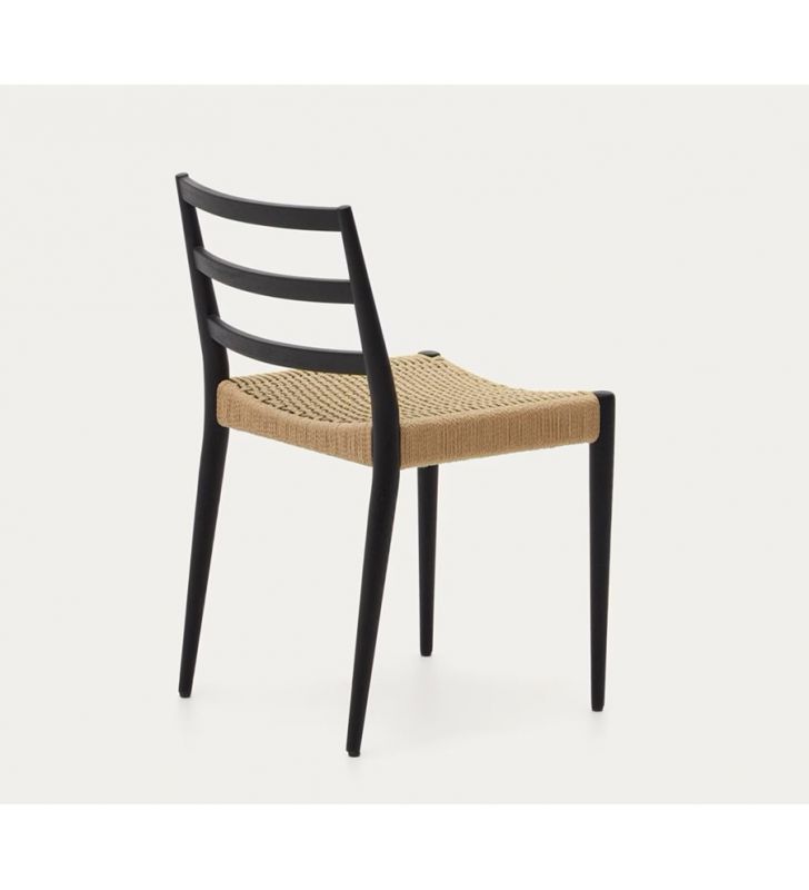 Chaise Analy en bois de chêne naturel et assise en corde.  - 4