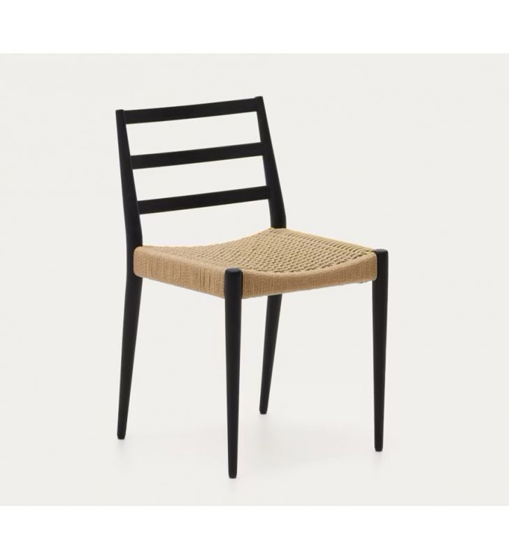 Chaise Analy en bois de chêne naturel et assise en corde.  - 5