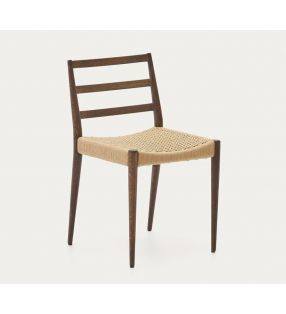 Silla Analy en madera natural de roble y asiento de cuerda - 6