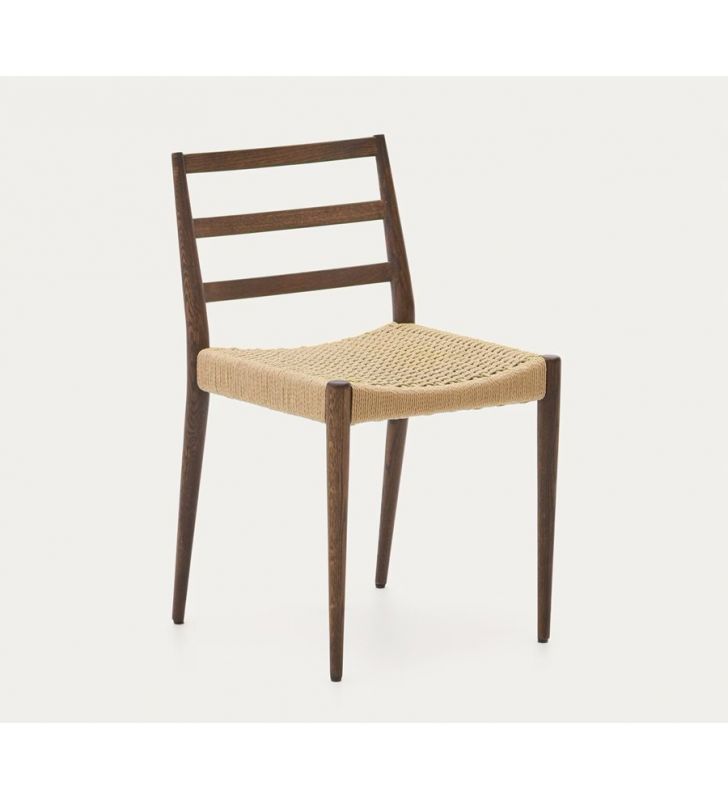 Chaise Analy en bois de chêne naturel et assise en corde.  - 6