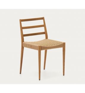 Silla Analy en madera natural de roble y asiento de cuerda - 7