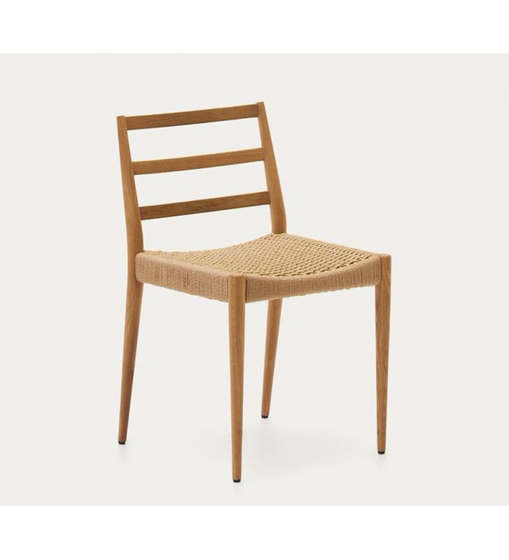 Chaise Analy en bois de chêne naturel et assise en corde.  - 7