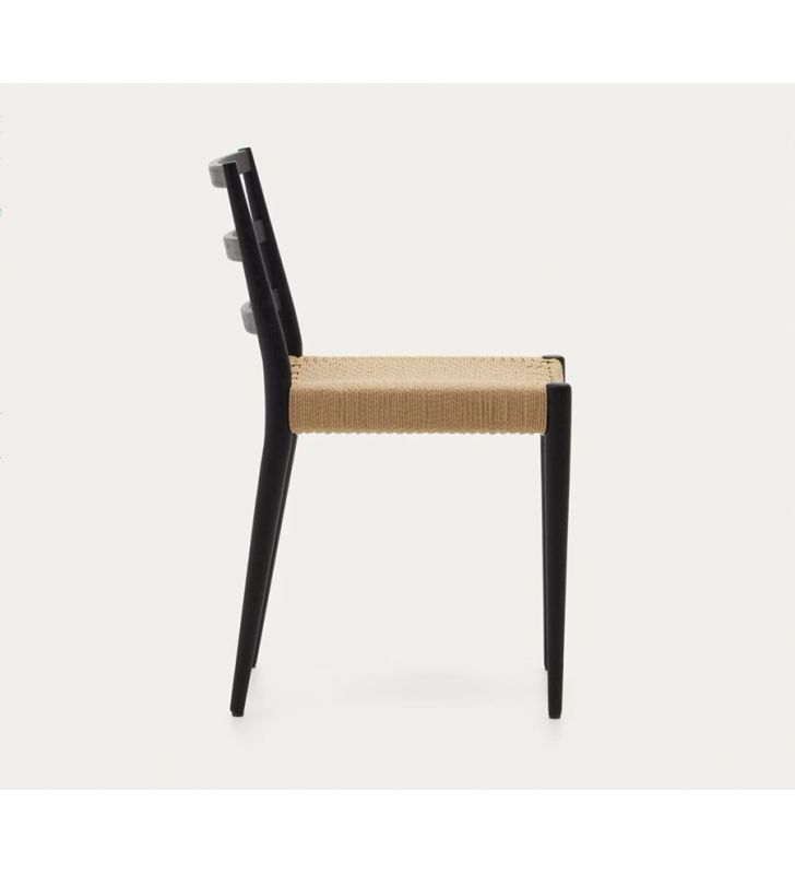 Chaise Analy en bois de chêne naturel et assise en corde.  - 8