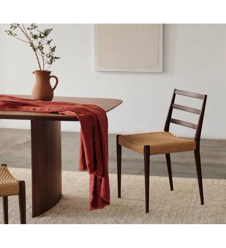 Silla Analy en madera natural de roble y asiento de cuerda  - 11