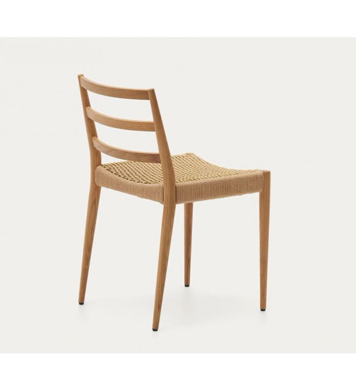 Chaise Analy en bois de chêne naturel et assise en corde.  - 12