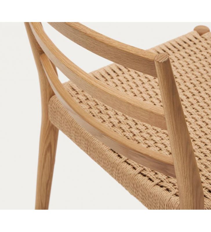 Chaise Analy en bois de chêne naturel et assise en corde.  - 14