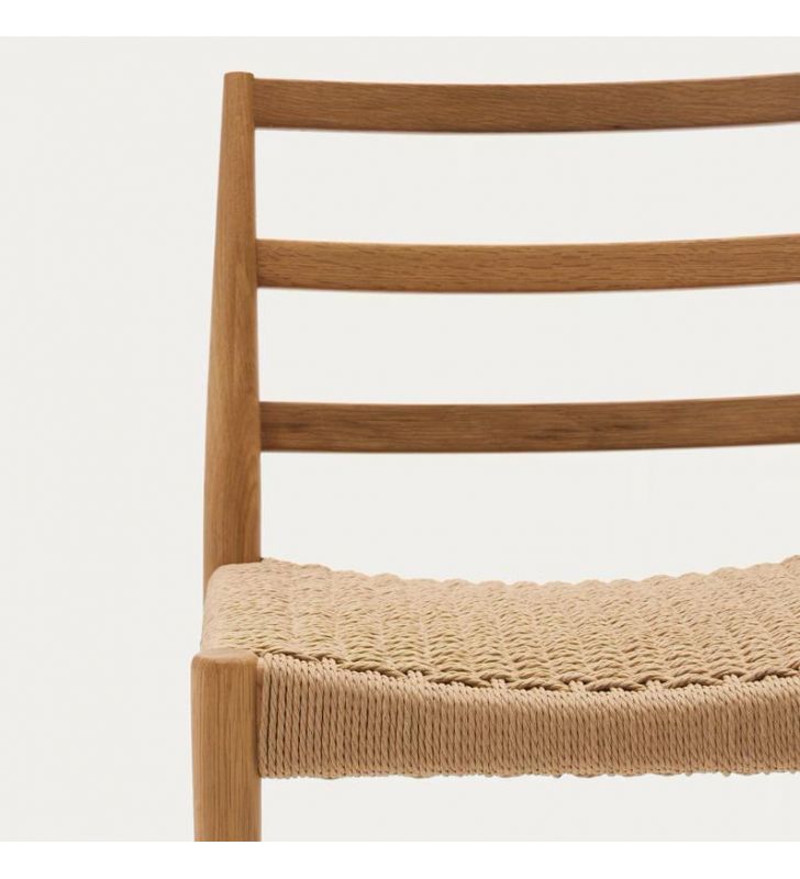 Chaise Analy en bois de chêne naturel et assise en corde.  - 15