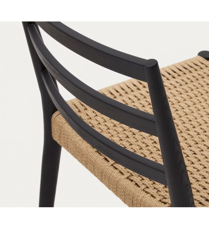 Chaise Analy en bois de chêne naturel et assise en corde.  - 18