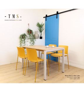 chaise-de-cuisine-claire-couleur moutarde [Vraie photo]