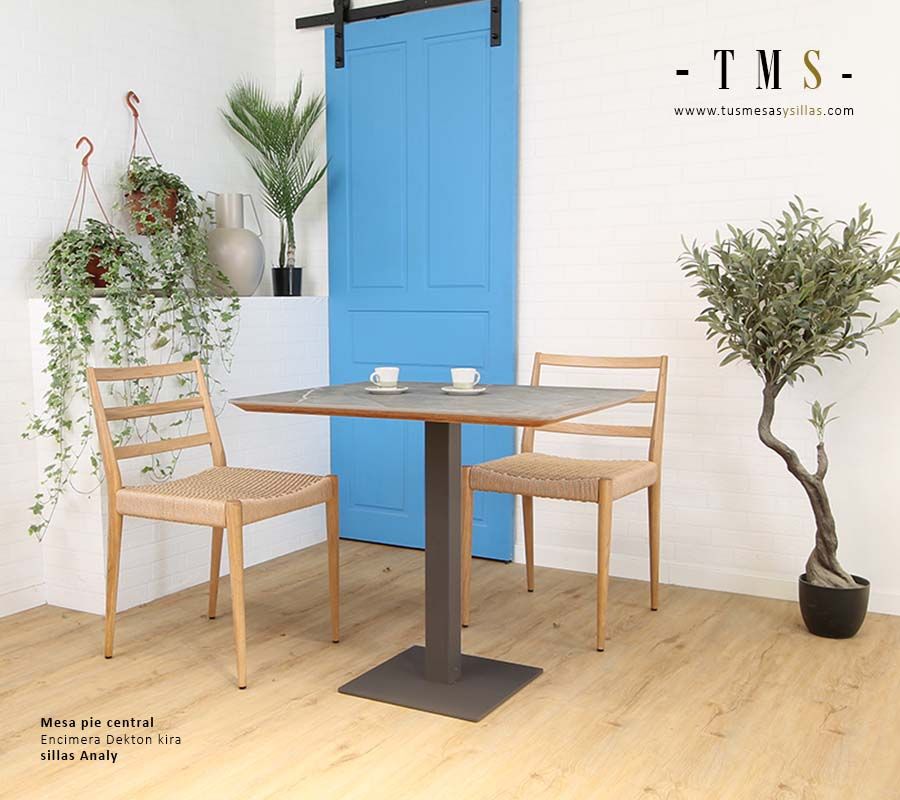 Mesa rectangular de pie central y encimera de Dekton  - 1